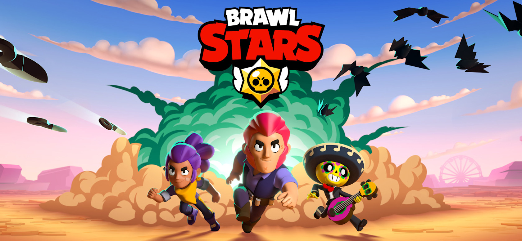 Официальный арт Brawl Stars с персонажами игры и логотипом