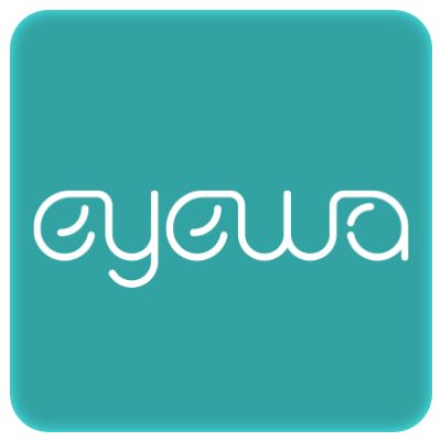 Логотип Eyewa на бирюзовом фоне