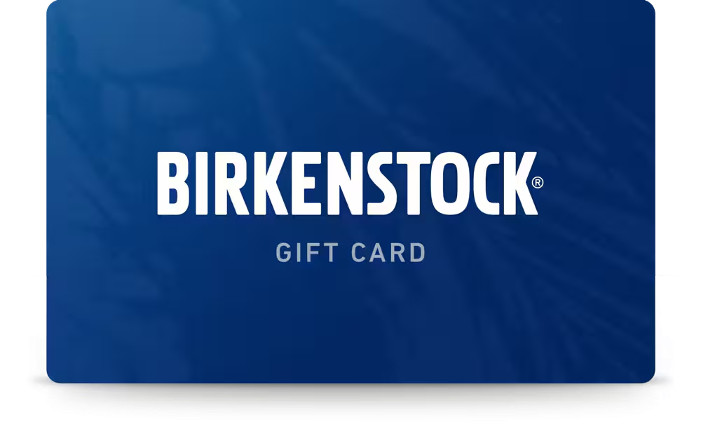 Синяя подарочная карта Birkenstock с надписью Gift Card
